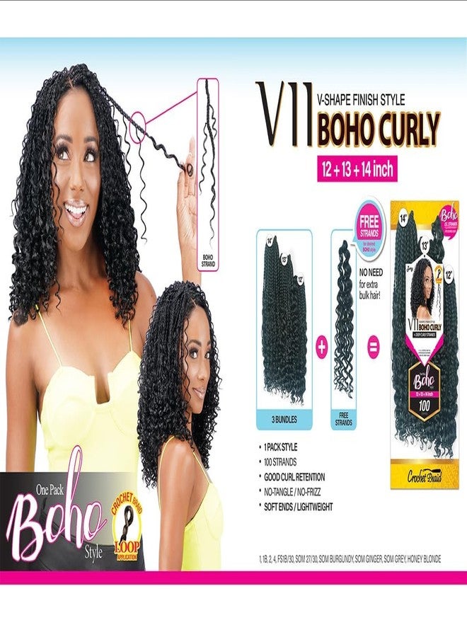 زوري Royal Zury Crochet Briad لمسة نهائية على شكل حرف V V11 Boho Curly (12"+13"+14") (SOM Gray) - Image 5